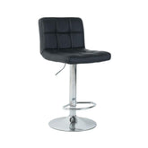 Scaun de bar cu picior metalic reglabil pe inaltime si sezut rotativ din piele artificiala de culoare neagra, 40x40x104 cm A635